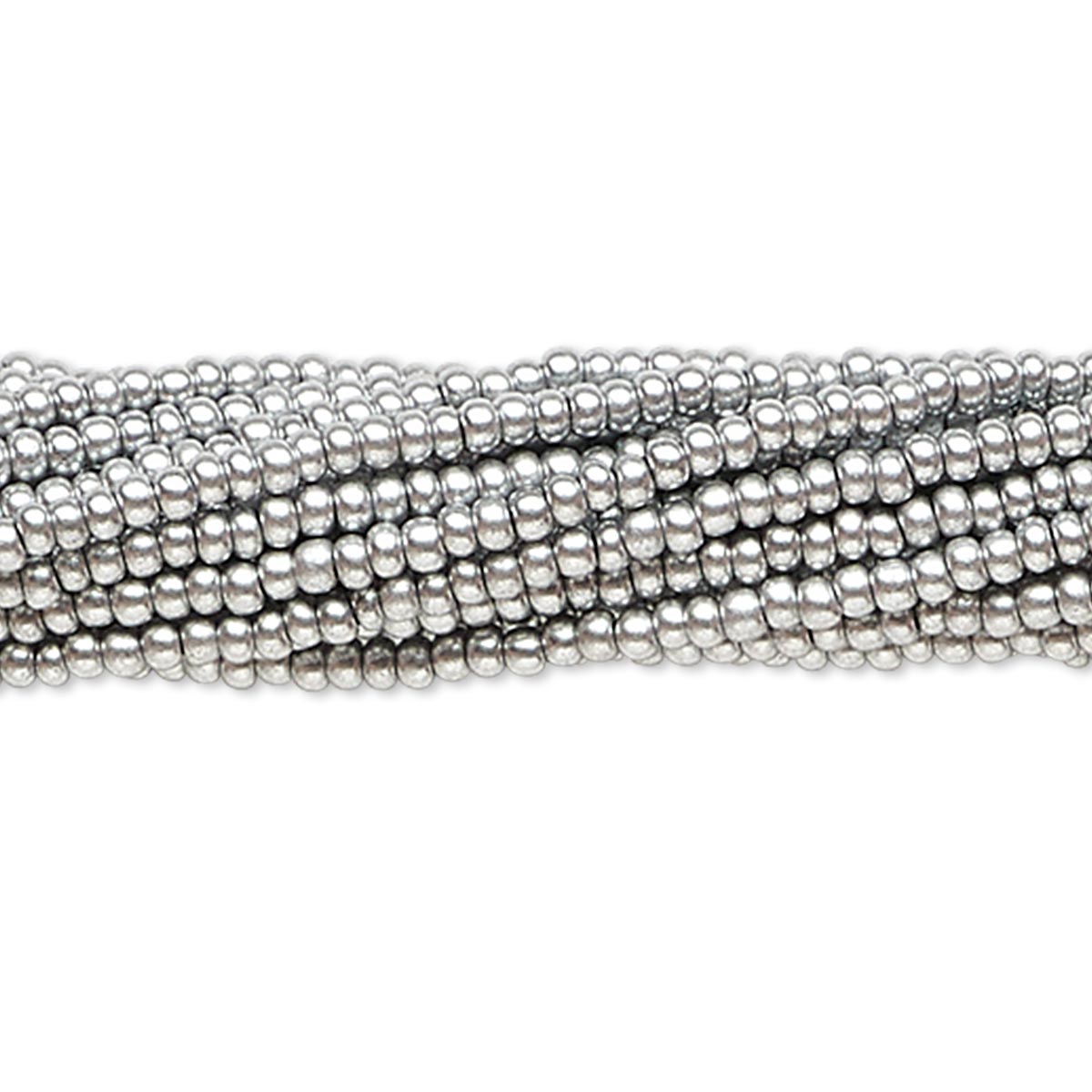 Seed bead, Preciosa, Czech glass, opaque satin metallic silver, #11