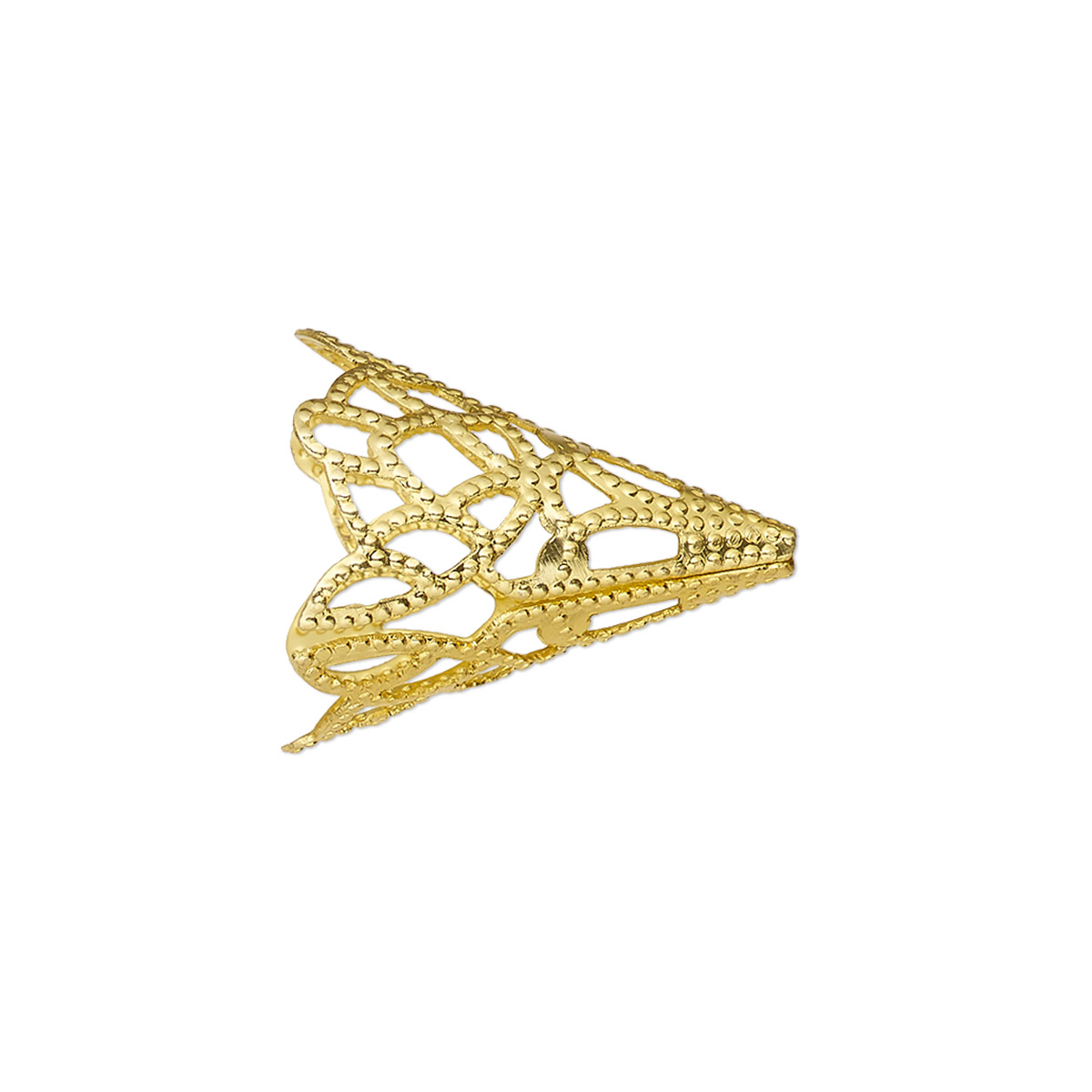 Cone, gold-finished aluminum, 20x17mm filigree with 14mm inside ...