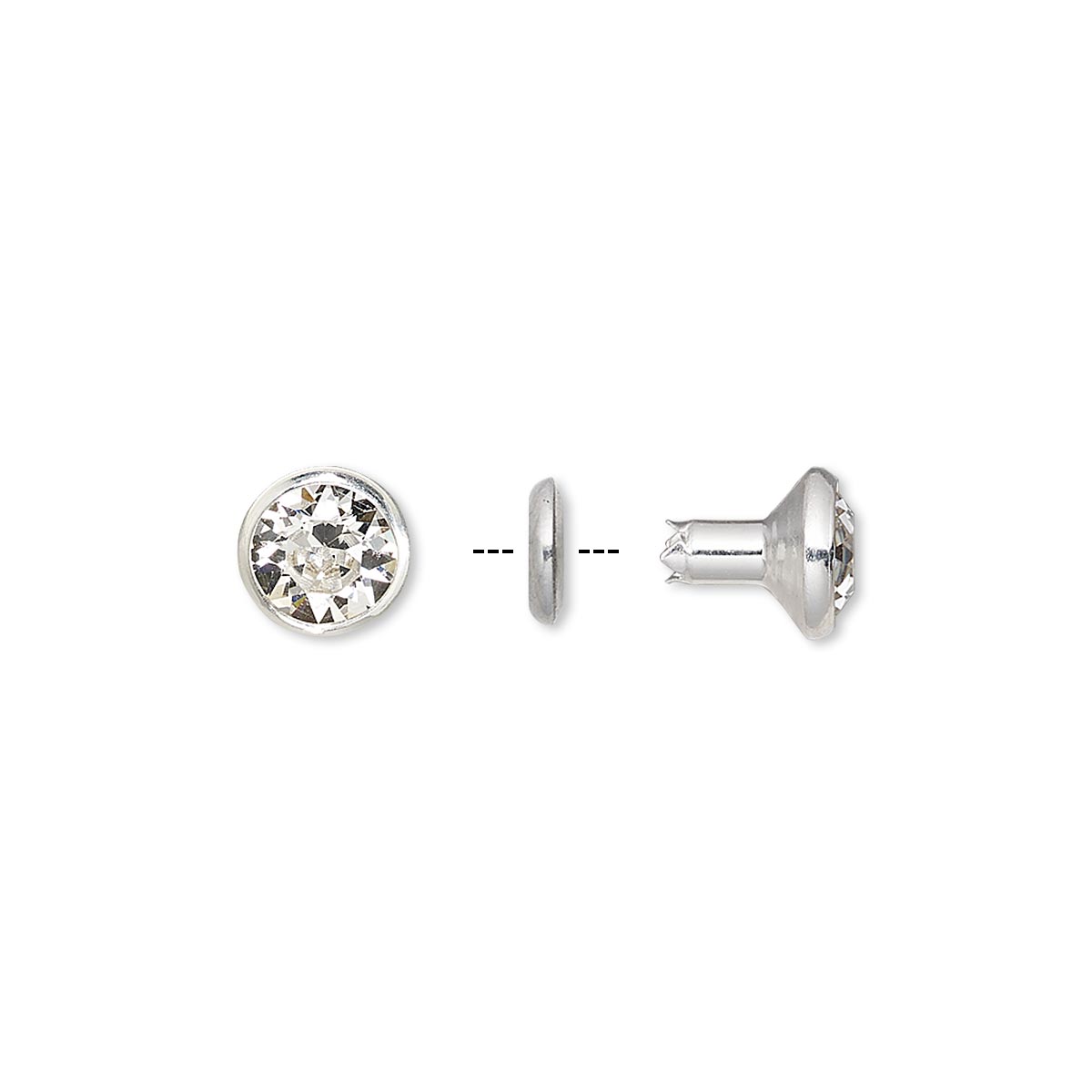 Rivet, Crystal Passions® crystals with silver-finished brass and ...