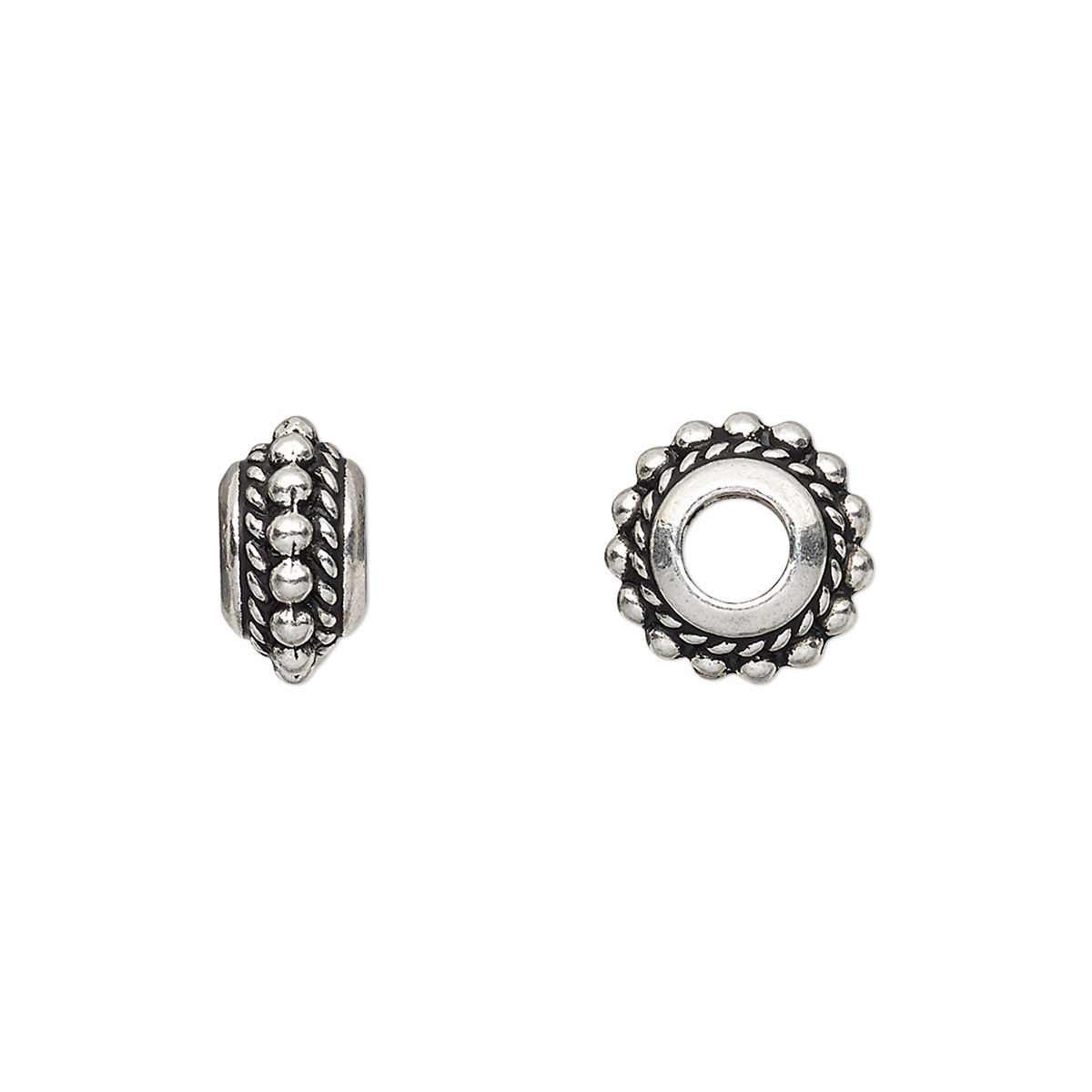 Bead, TierraCast®, antique silver-plated pewter (tin-based alloy ...