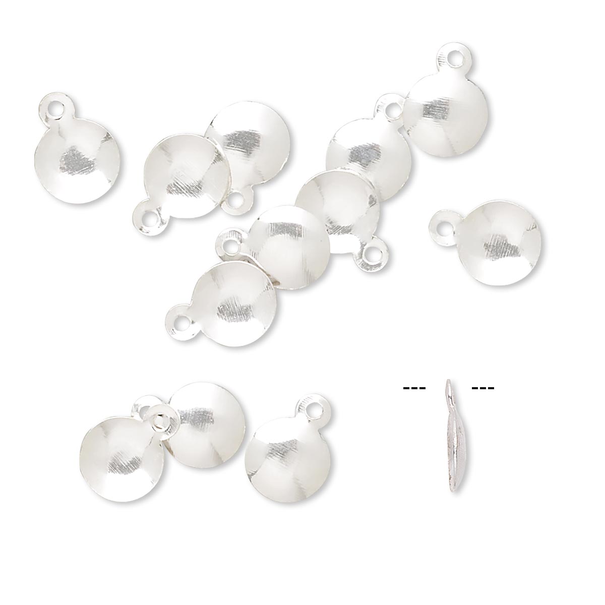 Drop, sterling silver, 6mm domed round. Sold per pkg of 2. - Fire ...