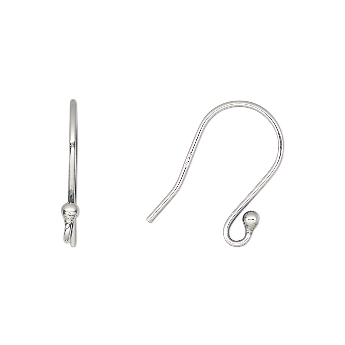 Ear wire, antiqued sterling silver, 18mm fishhook with 2.5mm ball and ...