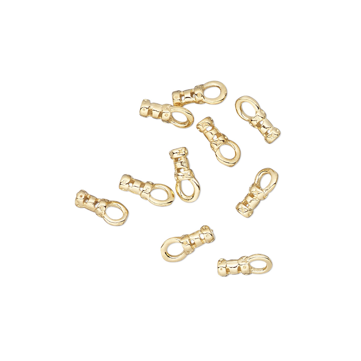 Crimp end, gold-plated brass, 4x2mm tube with loop, 1mm inside diameter ...