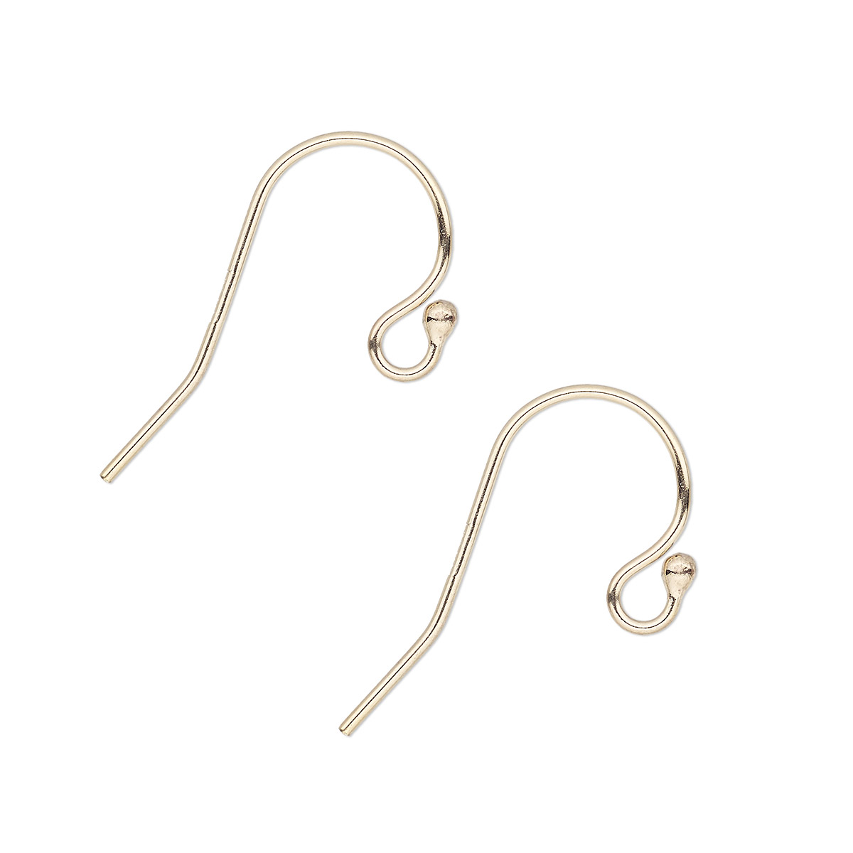 Ear wire, 14Kt gold-filled, 10mm fishhook with open loop and ball, 22 ...