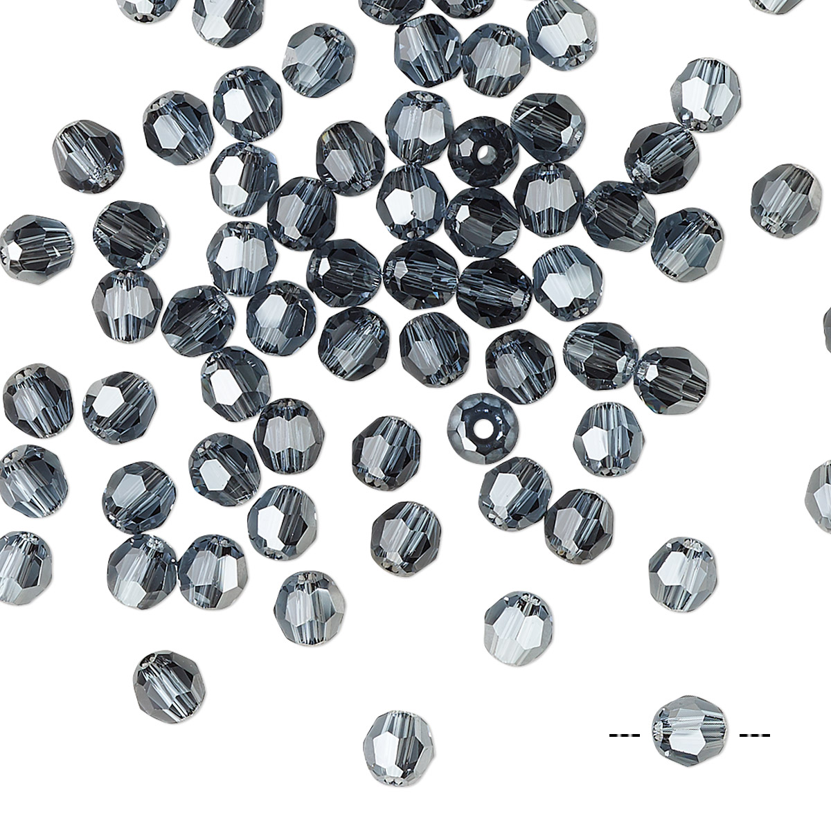 Bead, Crystal Passions®, denim blue satin, 4mm faceted round with 0.8mm ...