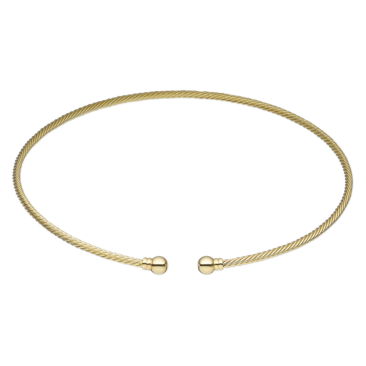 Neckwire, gold-plated brass, 3.5mm rigid twisted wire, 18 inches with ...