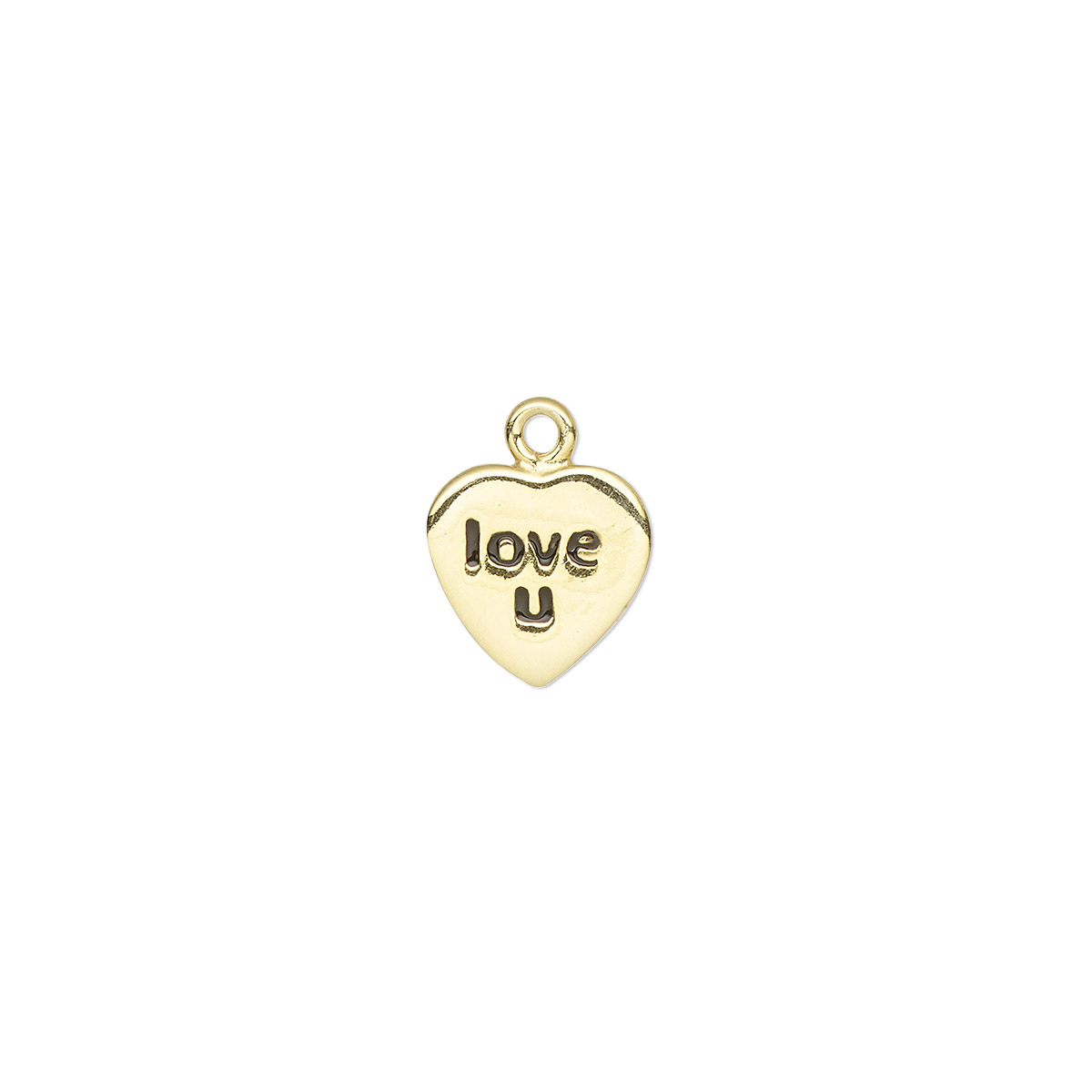 Charm, gold-plated sterling silver, 7.5x7mm single-sided heart with ...