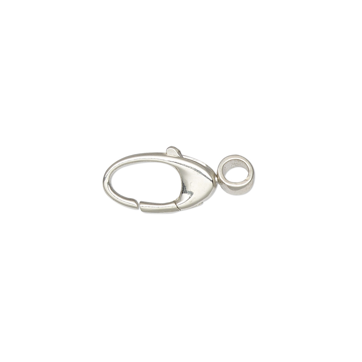 Clasp, lobster claw, sterling silver and steel, 12x6mm oval with swivel ...