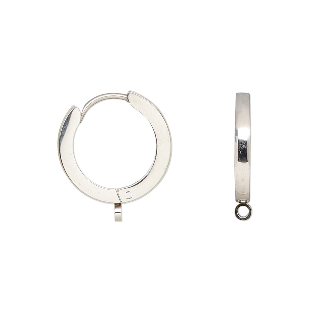 Earring, stainless steel, 18mm hinged hoop with closed loop and latch ...