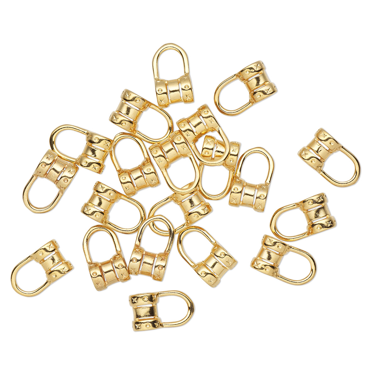 Crimp, gold-plated brass, 10x6mm tube with loop, 2.7mm inside diameter ...