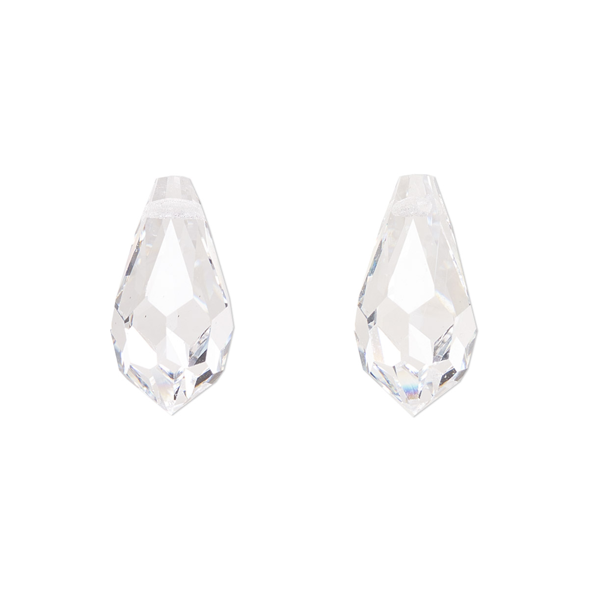 Drop, Preciosa Czech crystal, crystal clear, 18x9mm briolette pendant ...