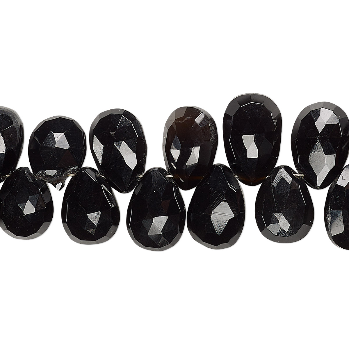 Bead, black onyx (dyed), 9x7mm-12x8mm hand-cut top-drilled faceted ...