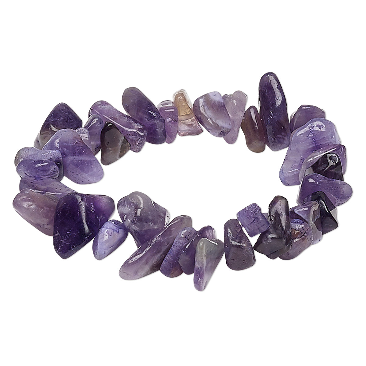 Bracelet, stretch, amethyst (natural), extra-large chip, 7-1/2 inches ...