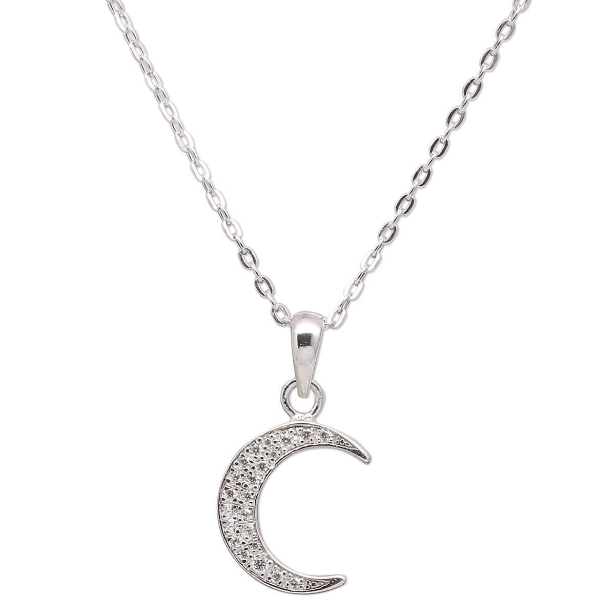 Necklace, Create Compliments®, cubic zirconia and rhodium-plated ...
