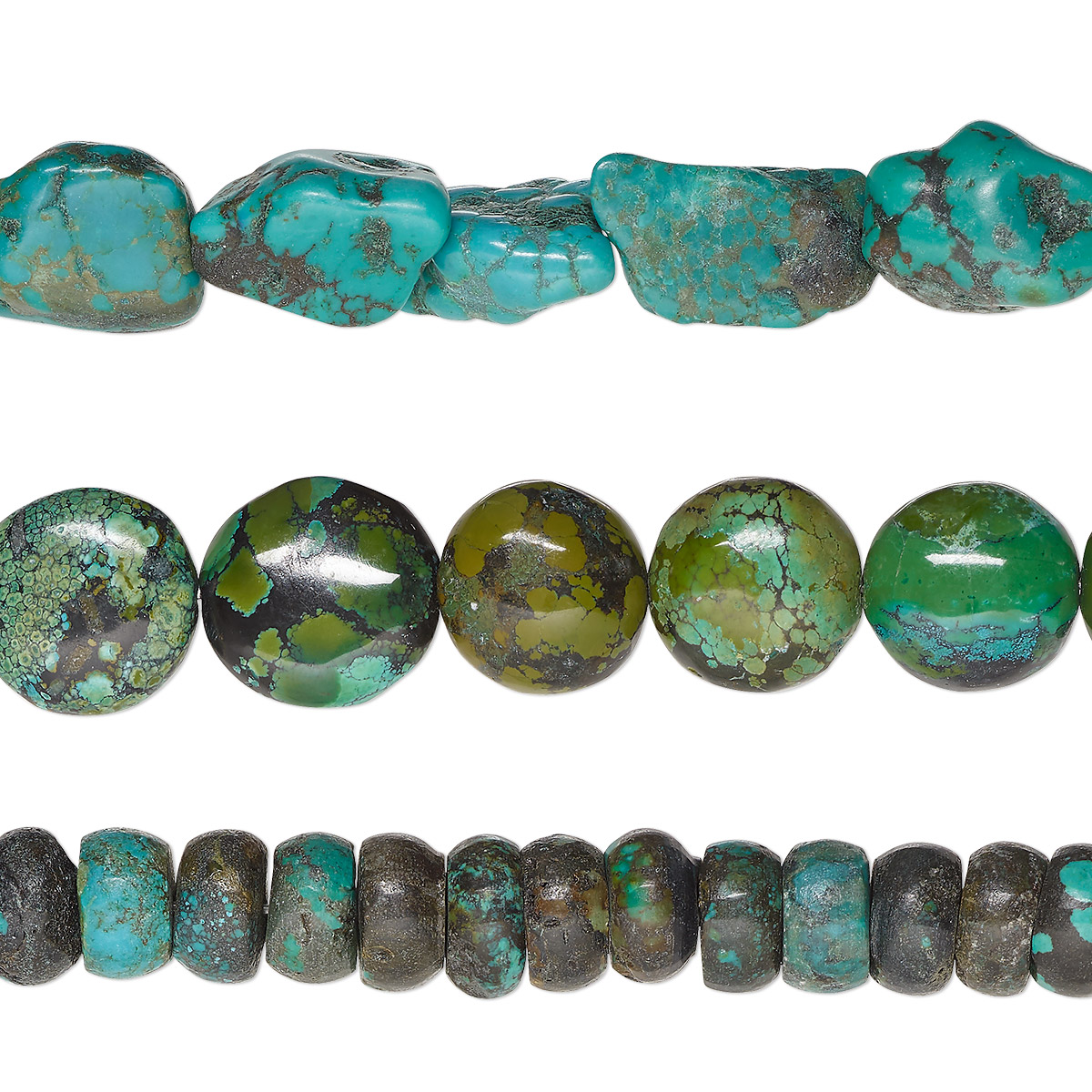 Bead, turquoise (dyed / stabilized), blue, 14x7mm-27x22mm mixed shapes ...